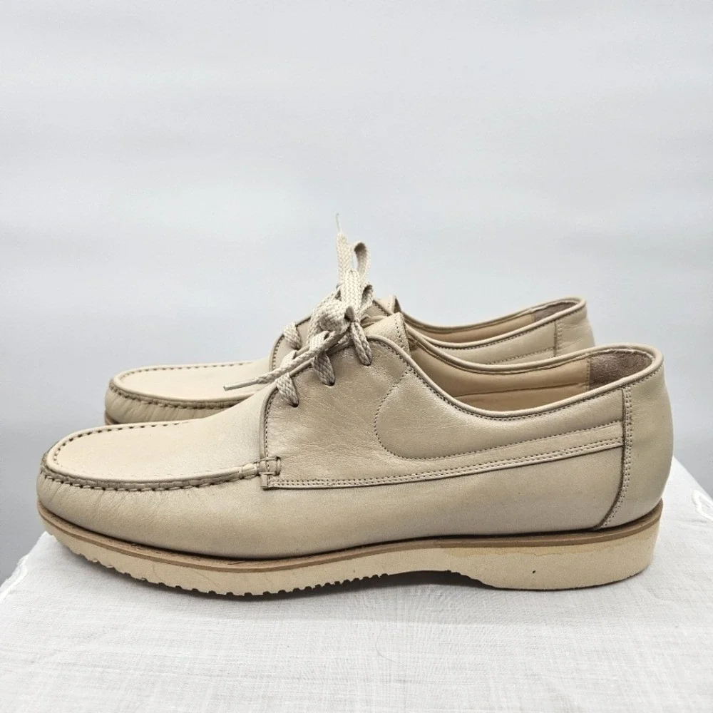 ET Wright Mens Leather Lace Up‎ Oxford Shoes Cream Beige Size 10